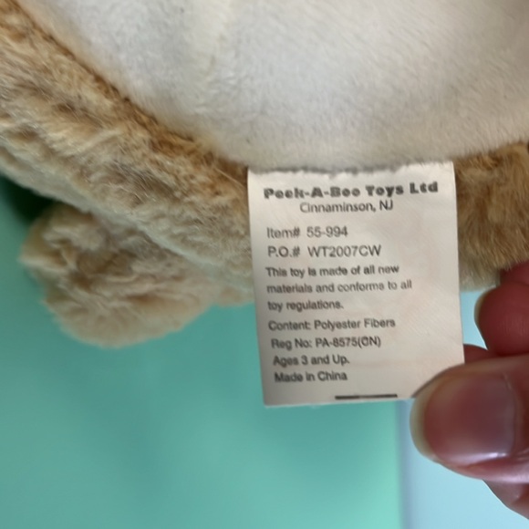 Peek-A-Boo Toys Plush Stuffed Pug Dog with Red Collar, Size 13”, Kid plush toy - Picture 7 of 8